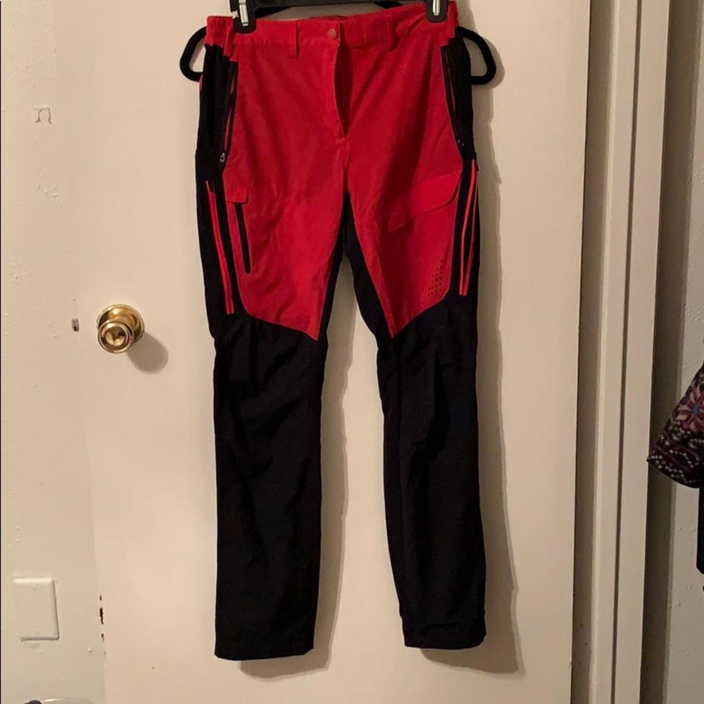 Red and black hiking pants